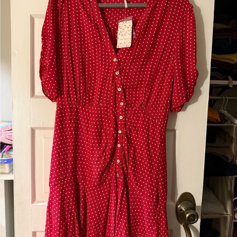 Free People Red Polka Dot Dress